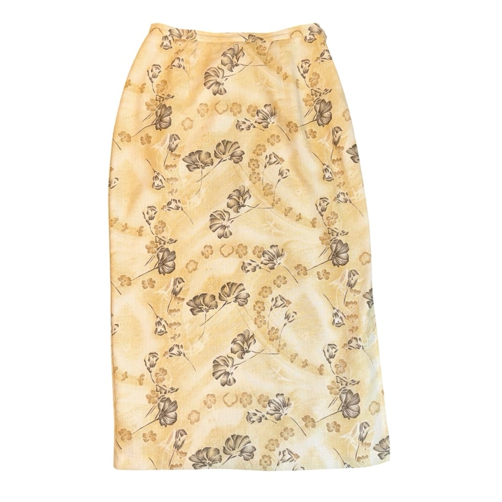 Elegant Floral Pencil Skirt With Side Slit Vintage 60s Made In Canada